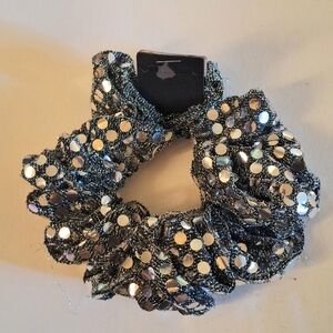 Large Sparkling Silver Hair Scrunchie